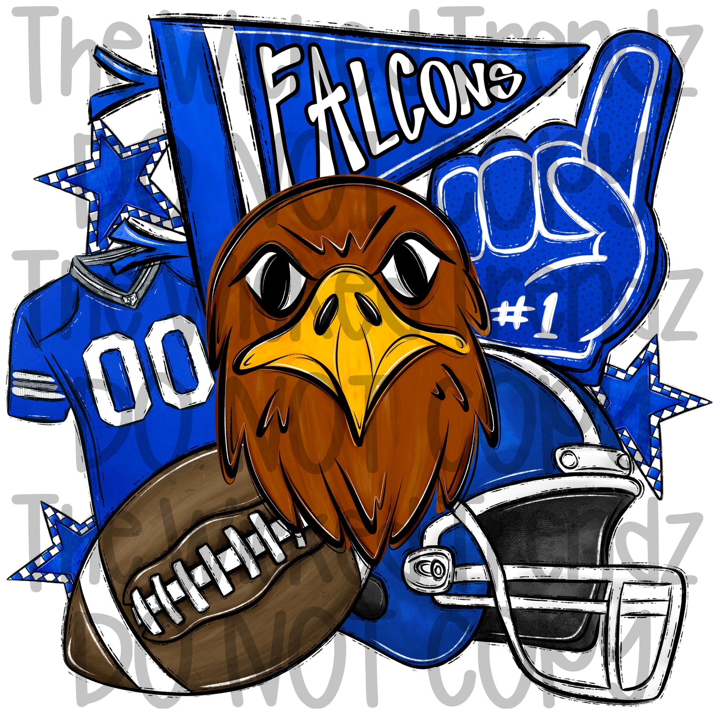 Blue Falcons Football Mascot Digital Design