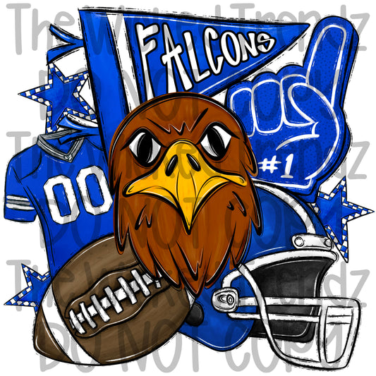 Blue Falcons Football Mascot Digital Design