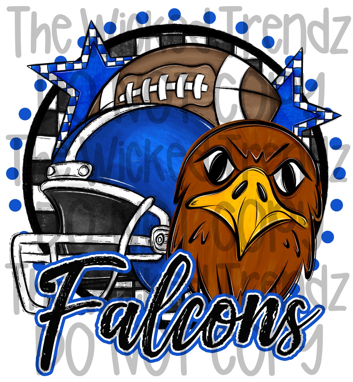 Blue Falcons Football Mascot Digital Design