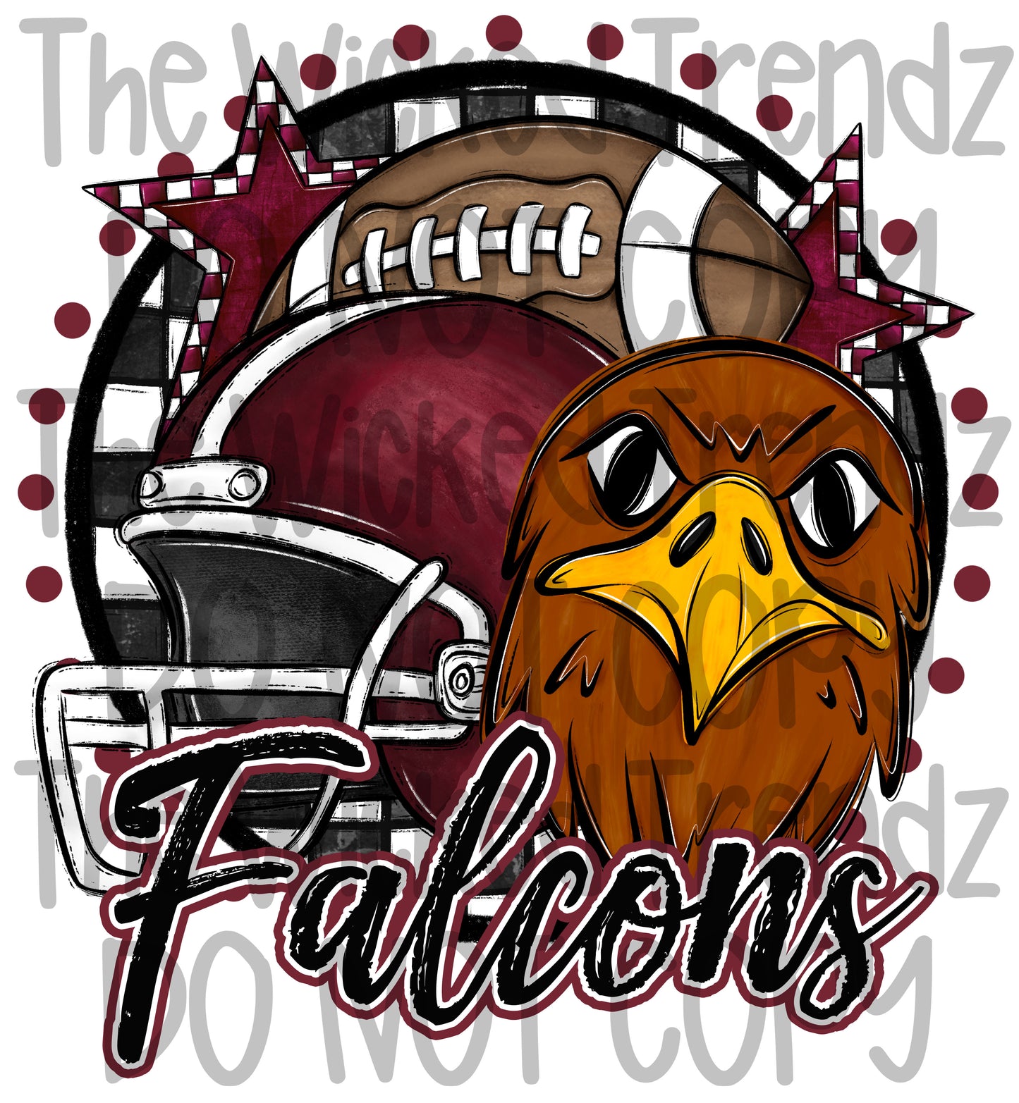 Maroon Falcons Football Mascot Digital Design