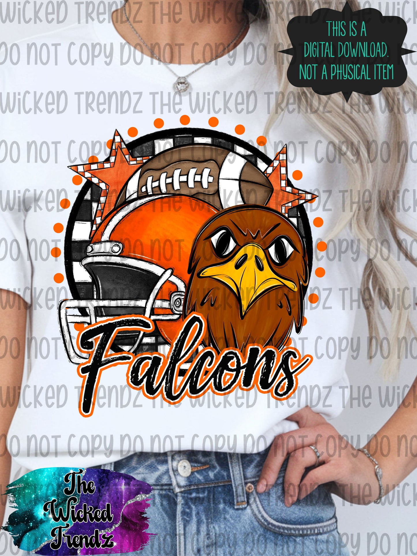 Orange Falcons Football Mascot Digital Design