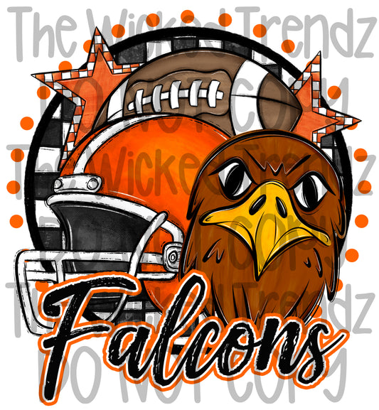 Orange Falcons Football Team Mascot Digital Design