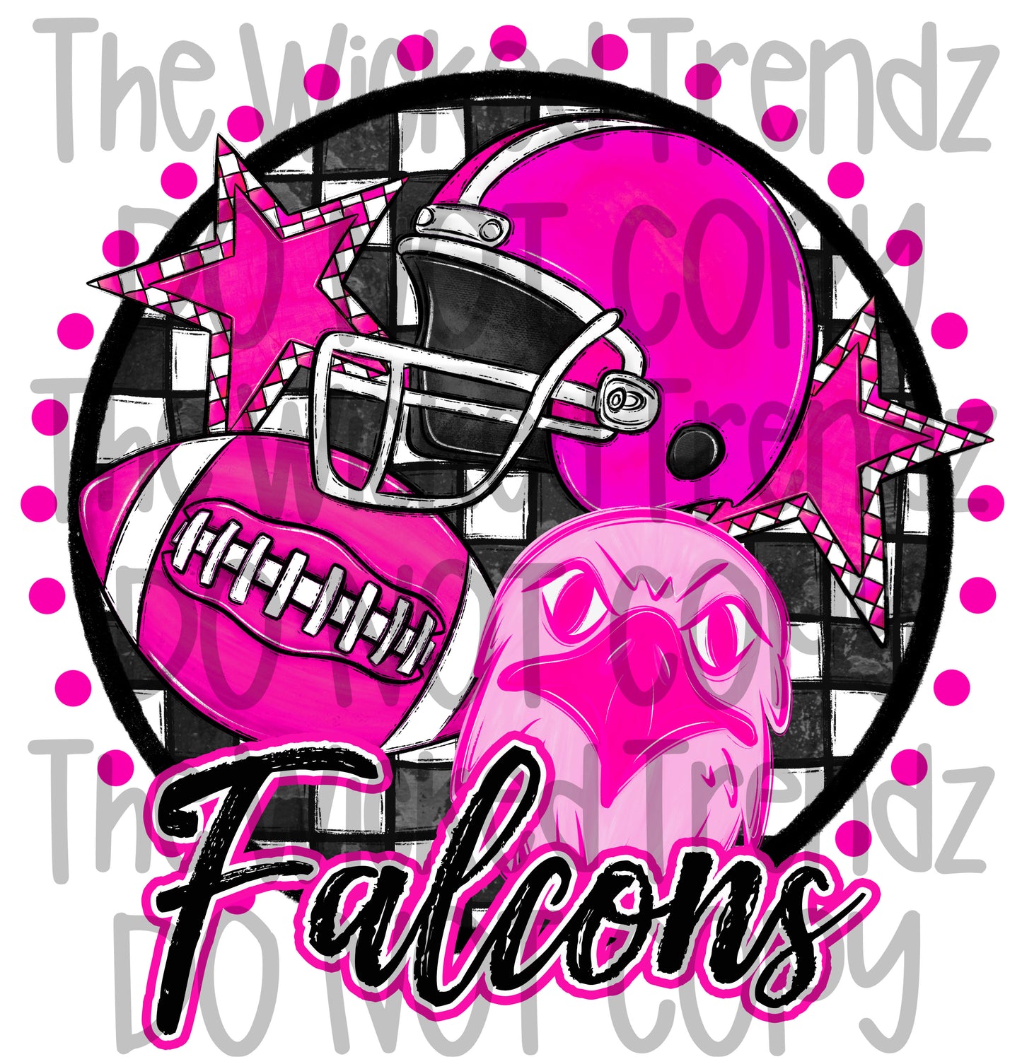 Falcons Pink Out Football Cheer Mascot Digital Design October Awareness