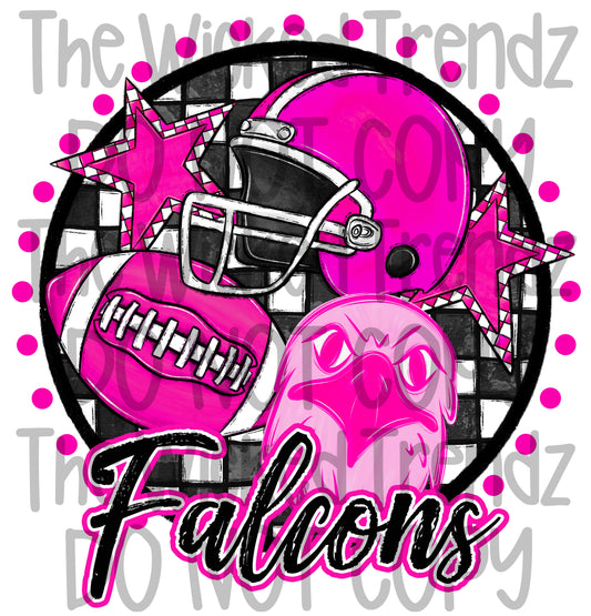 Falcons Pink Out Football Cheer Mascot Digital Design October Awareness