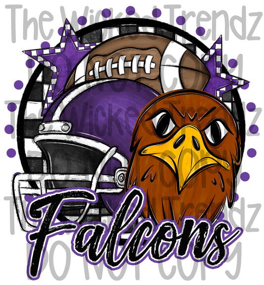 Purple Falcons Football Team Mascot Digital Design