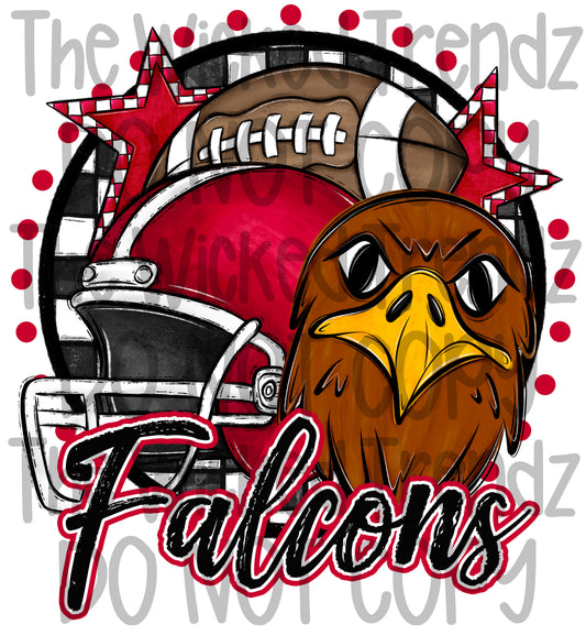 Red Falcons Football Team Mascot Digital Design