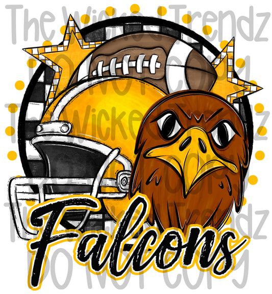 Yellow Falcons Football Team Mascot Digital Design