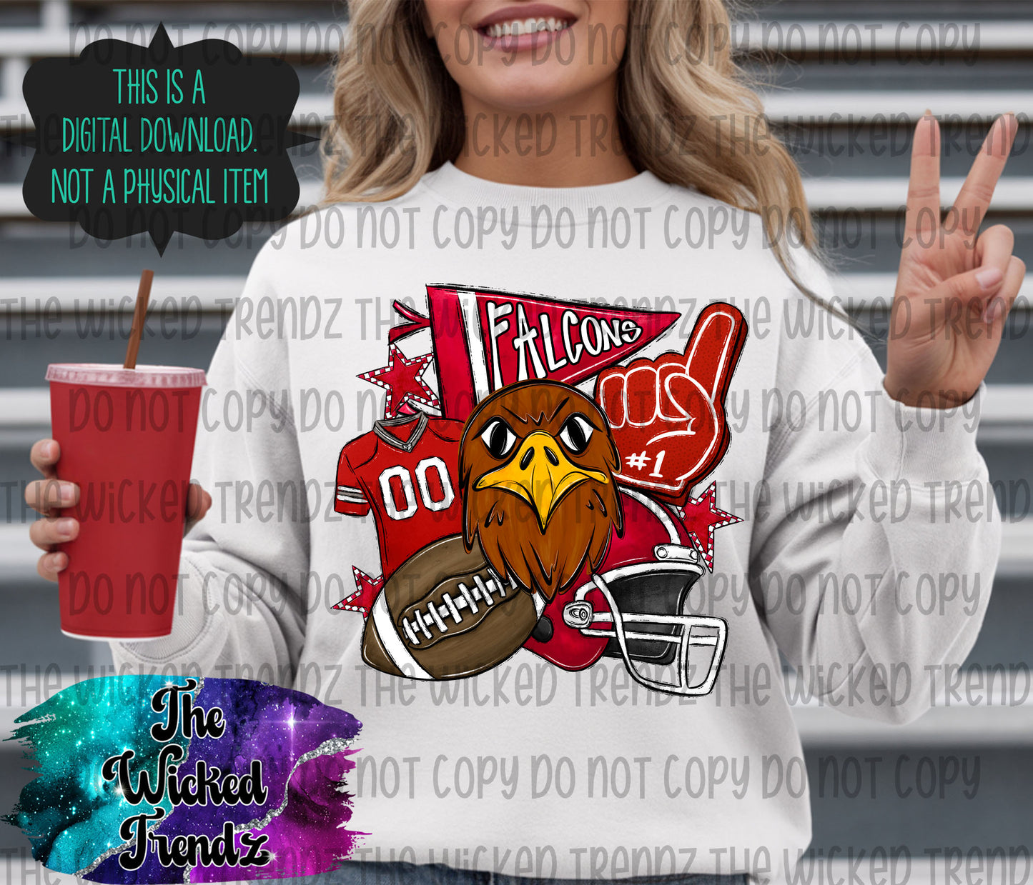 Maroon Falcons Football Mascot Digital Design
