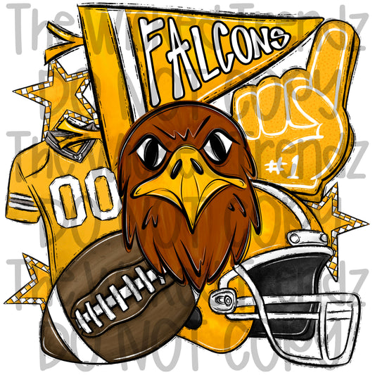Yellow Falcons Football Team Mascot Digital Design