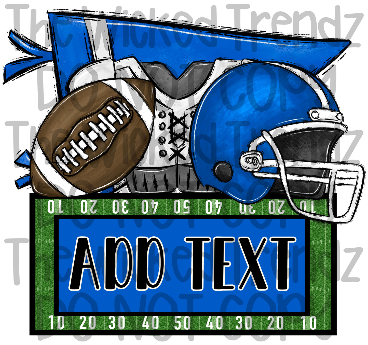 Blue Football Team Name Plate Mascot Digital Design