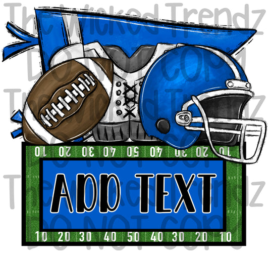 Blue Football Team Name Plate Mascot Digital Design