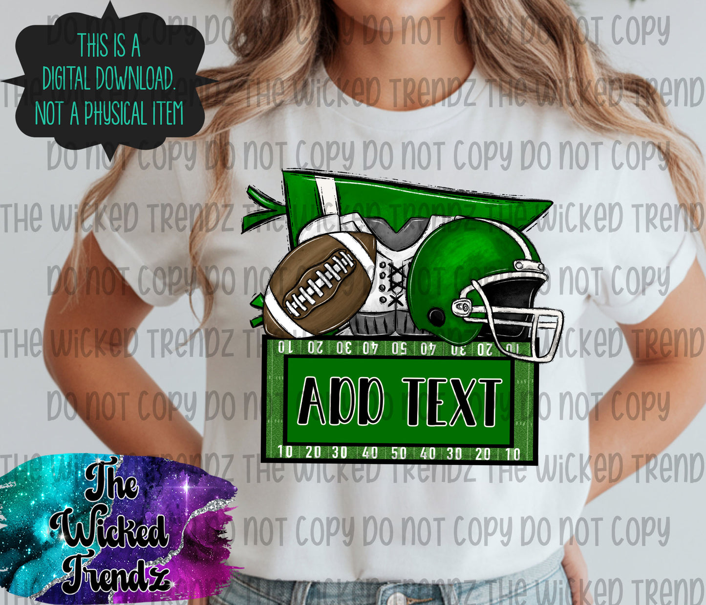 Hunter Dark Green Football Team Name Plate Mascot Digital Design