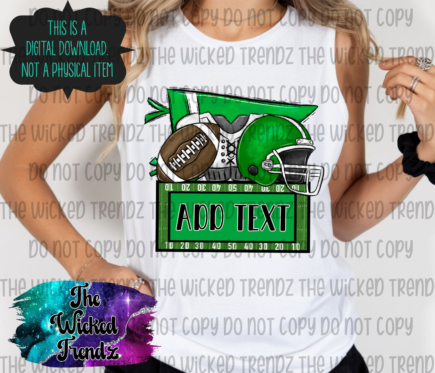 Green Football Team Name Plate Mascot Digital Design
