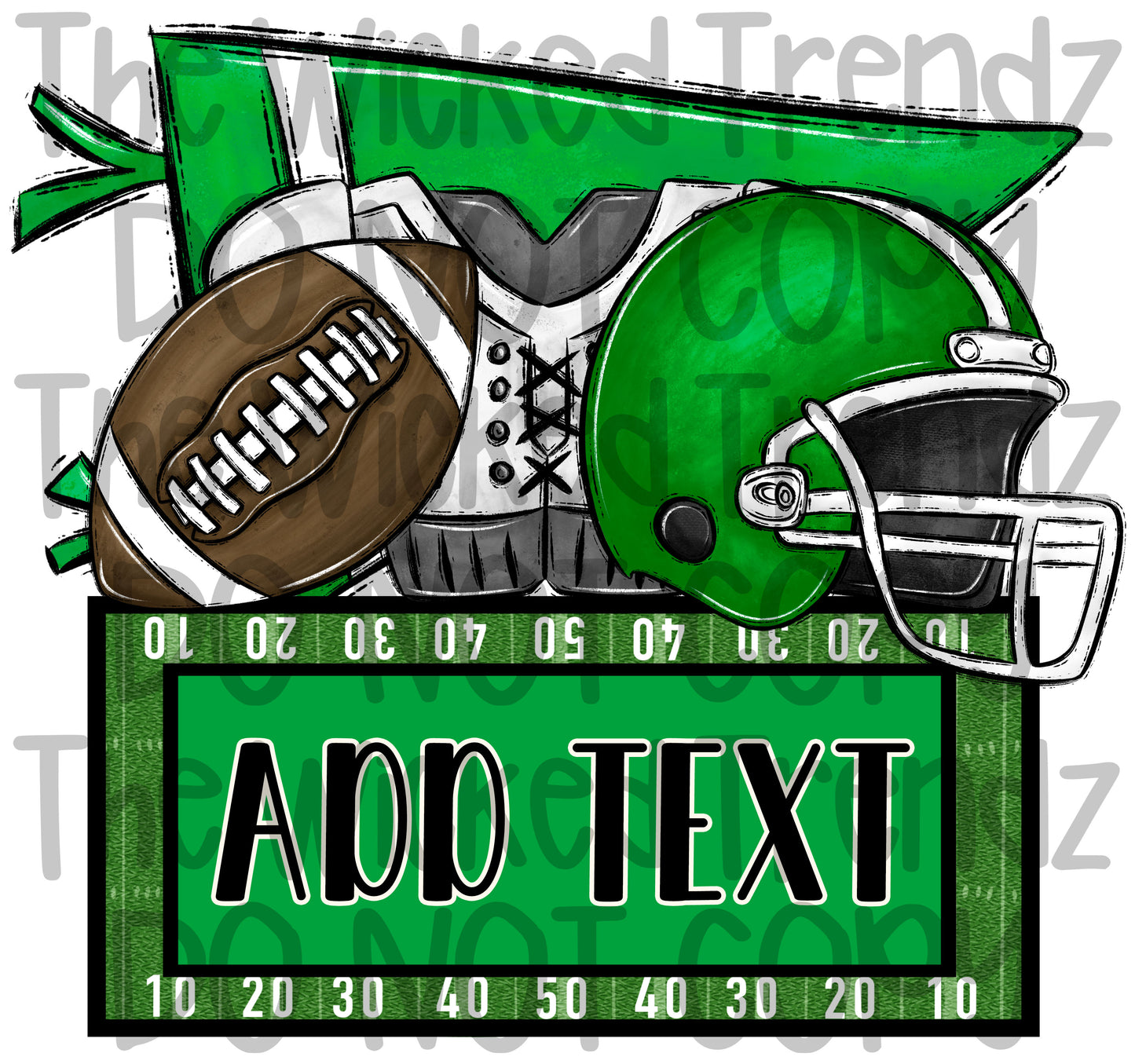 Green Football Team Name Plate Mascot Digital Design