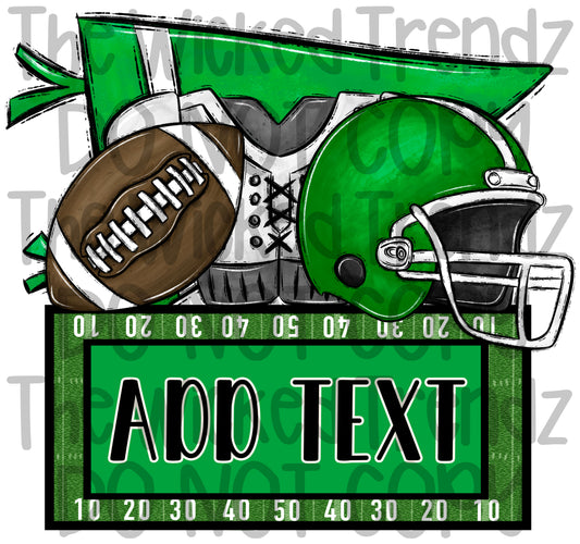 Green Football Team Name Plate Mascot Digital Design