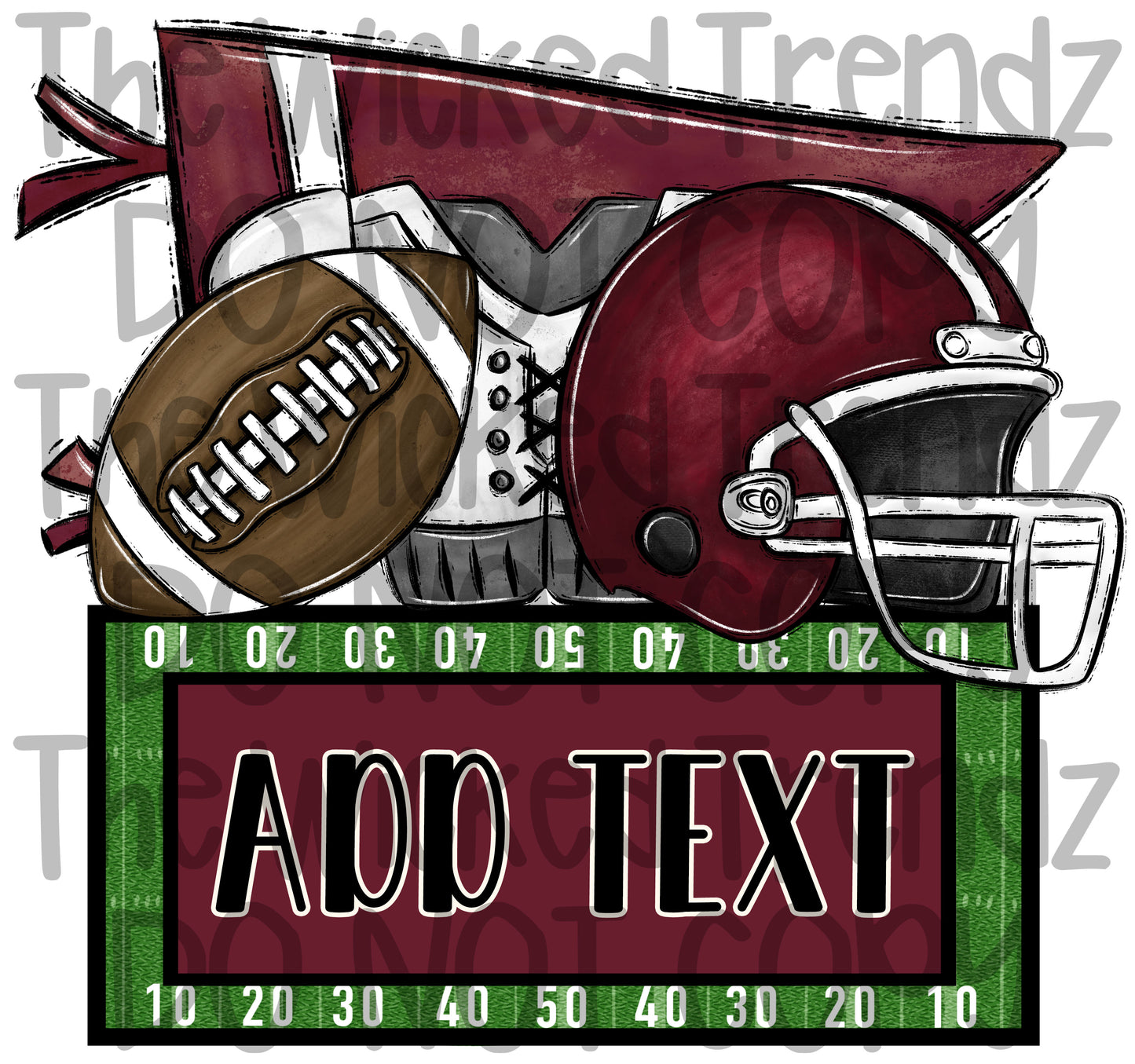 Maroon Football Team Name Plate Mascot Digital Design