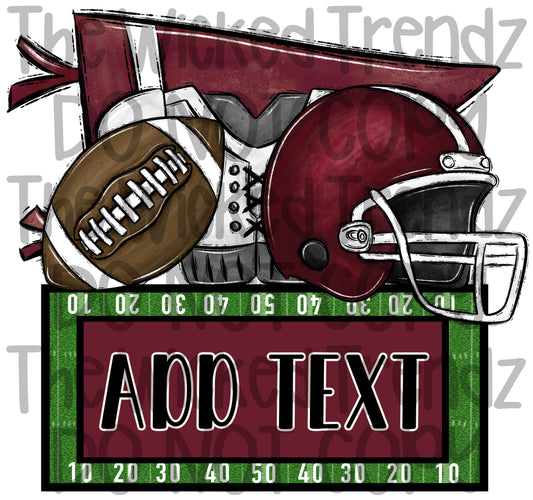 Maroon Football Team Name Plate Mascot Digital Design