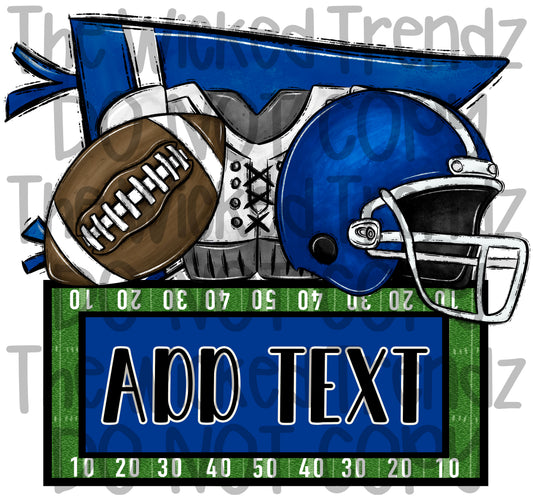 Navy Blue Football Team Name Plate Mascot Digital Design