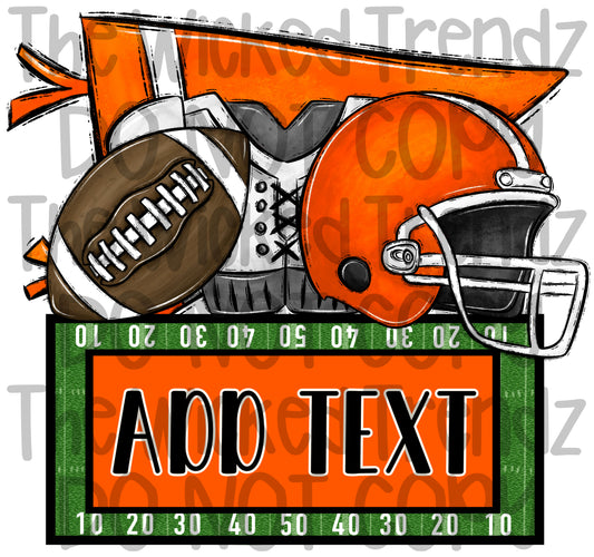 Orange Football Team Name Plate Mascot Digital Design