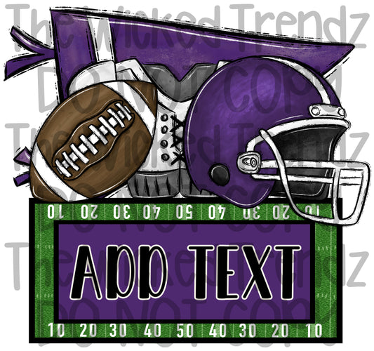 Purple Football Team Name Plate Mascot Digital Design