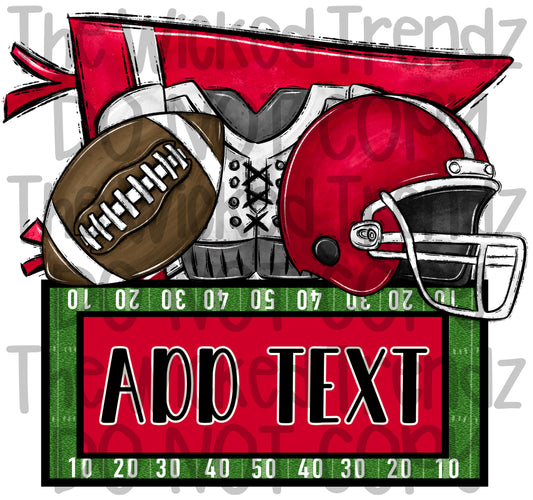 Red Football Team Name Plate Mascot Digital Design