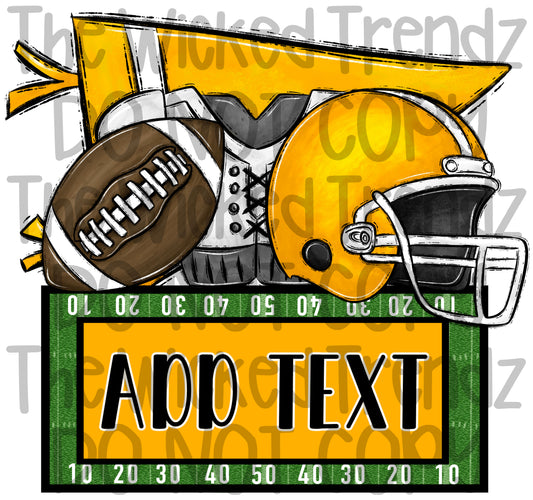 Yellow Football Team Name Plate Mascot Digital Design