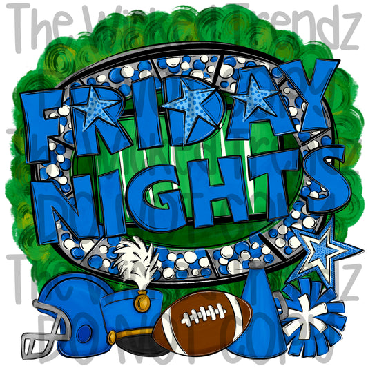 Friday Nights Blue Football Cheer Band Team Digital Design