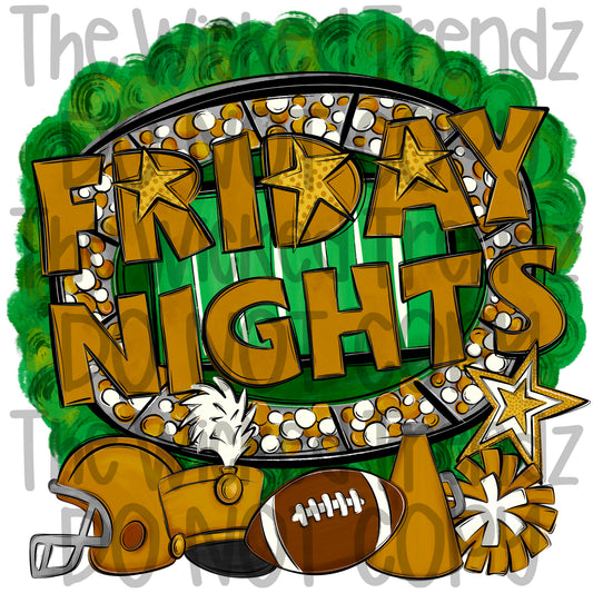 Friday Nights Gold Football Cheer Band Team Digital Design