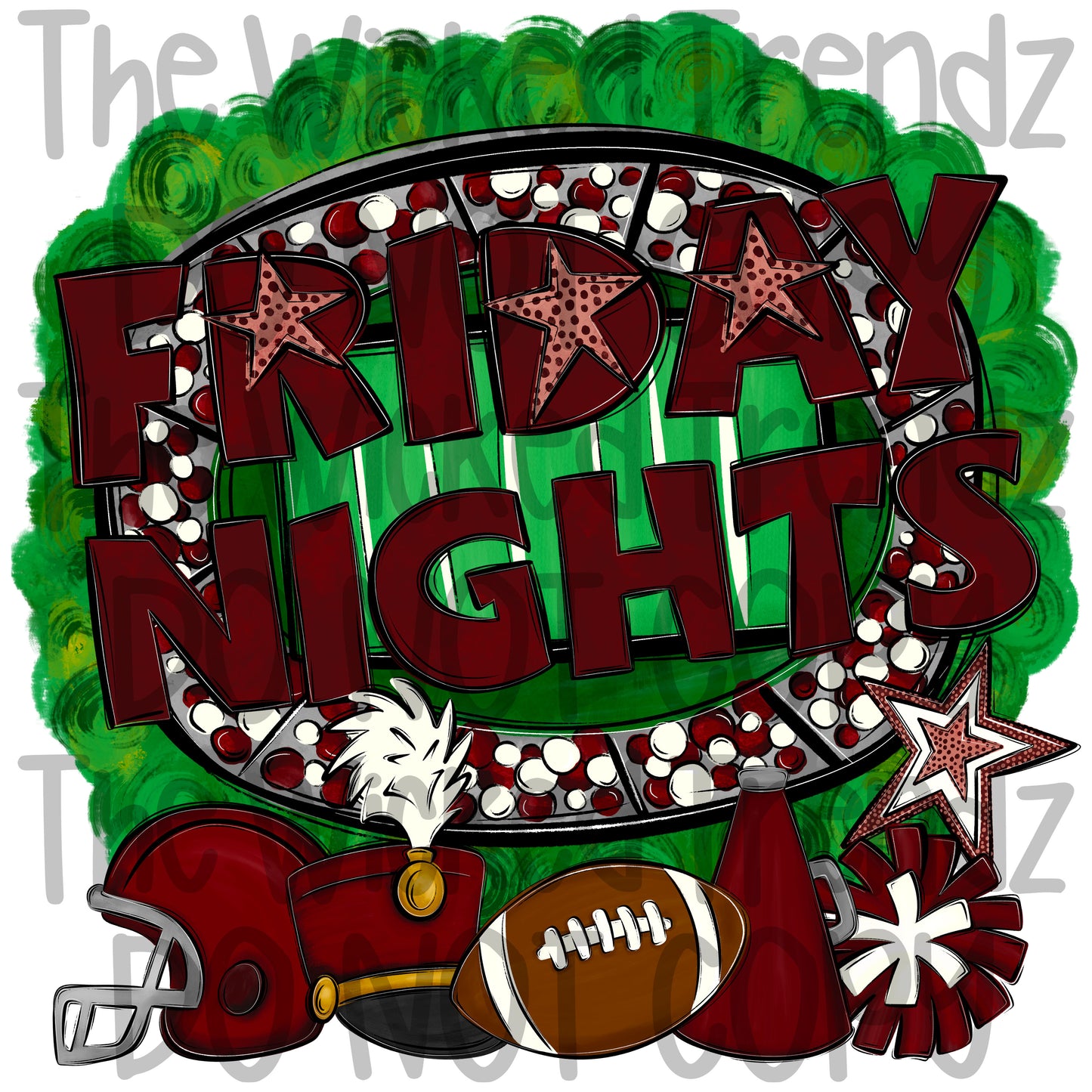 Friday Nights Maroon Football Cheer Band Team Digital Design