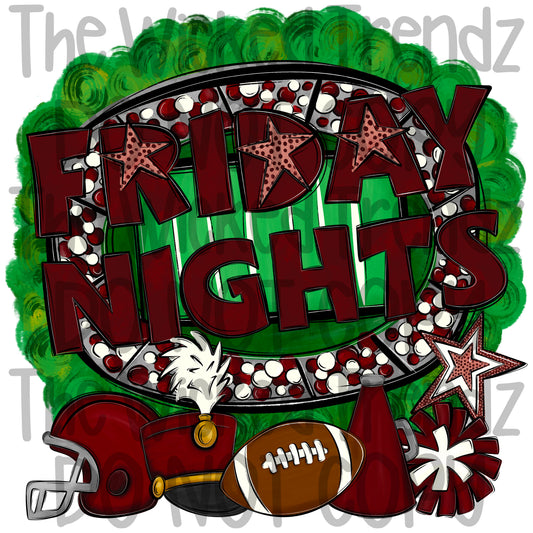 Friday Nights Maroon Football Cheer Band Team Digital Design