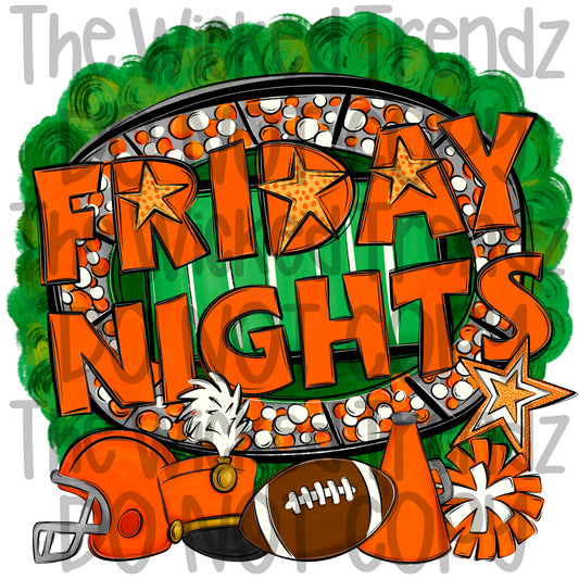 Friday Nights Orange Football Cheer Band Team Digital Design