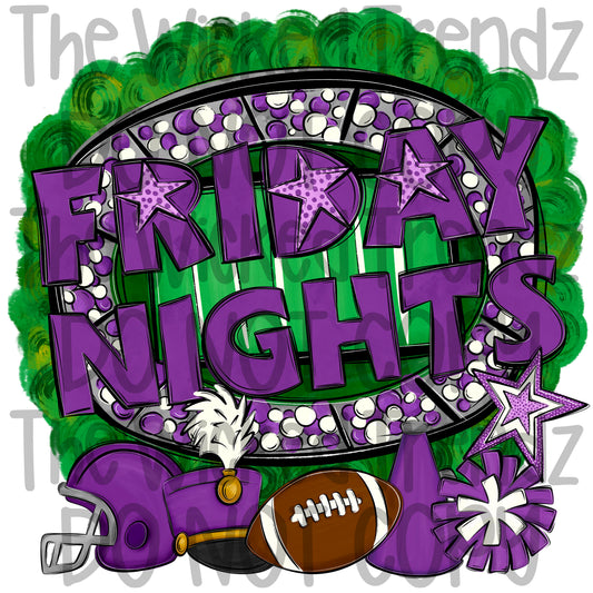 Friday Nights Purple Football Cheer Band Team Digital Design