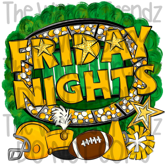 Friday Nights Yellow Football Cheer Band Team Digital Design