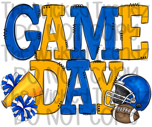 Game Day Blue and Yellow Football Cheer Team Digital Design
