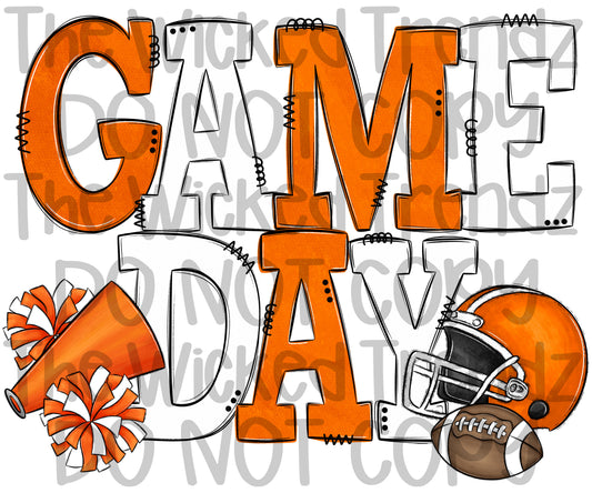 Game Day Orange and White Football Cheer Team Digital Design