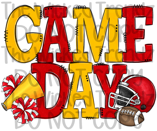 Game Day Red and Yellow Football Cheer Team Digital Design