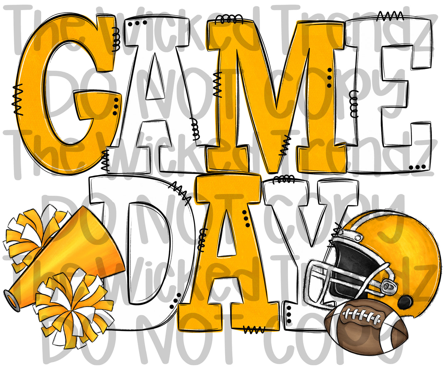Game Day Yellow and White Football Cheer Team Digital Design