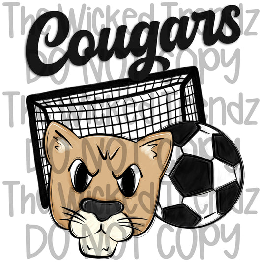 Cougars Soccer Team Mascot Digital Design