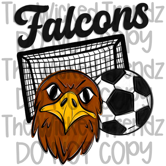 Falcons Soccer Team Mascot Digital Design