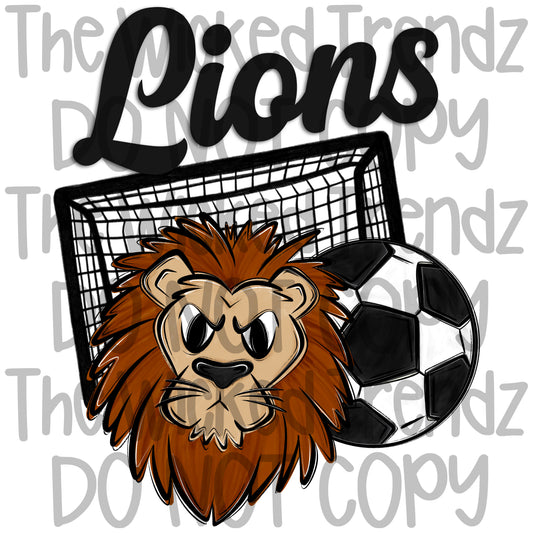 Lions Soccer Team Mascot Digital Design