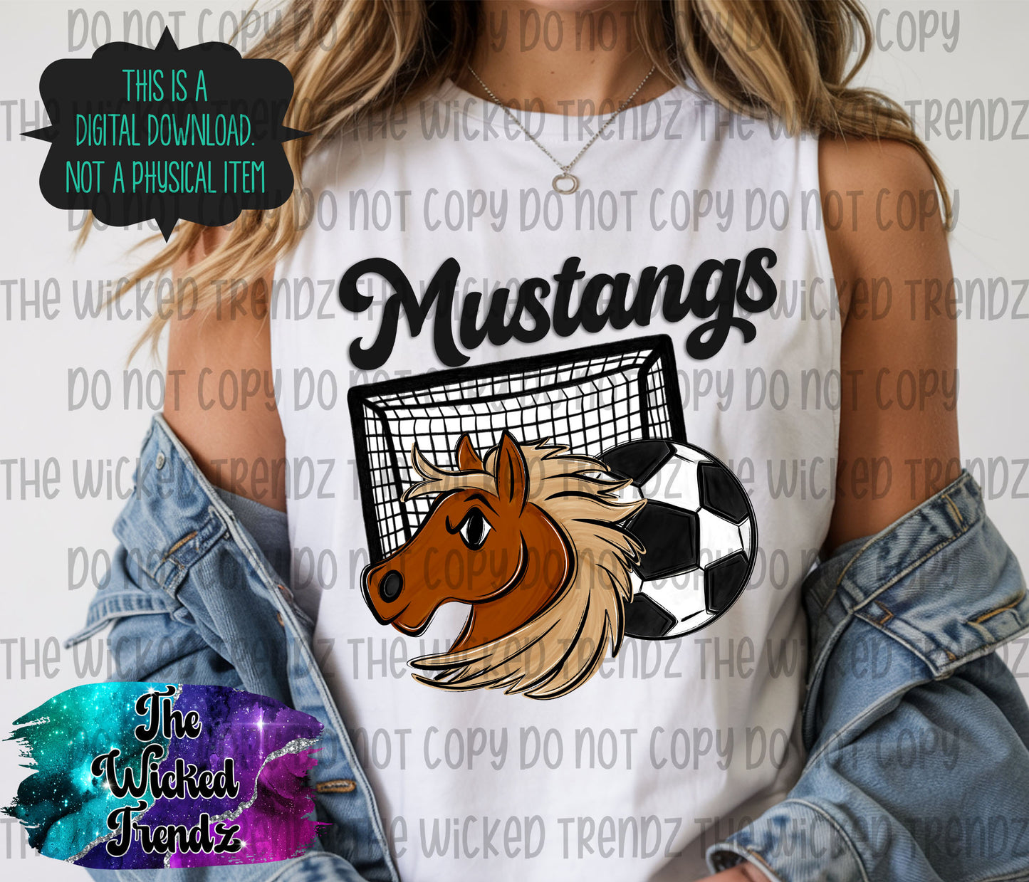 Mustangs Soccer Team Mascot Digital Design