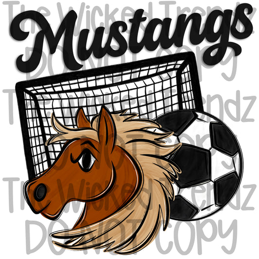 Mustangs Soccer Team Mascot Digital Design