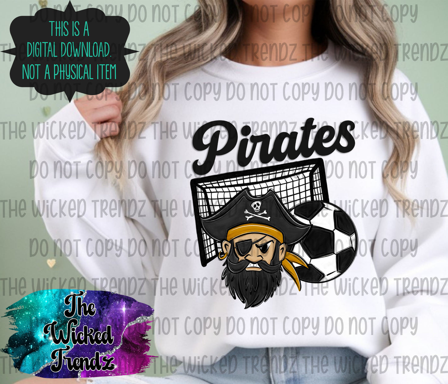 Pirates Soccer Team Mascot Digital Design