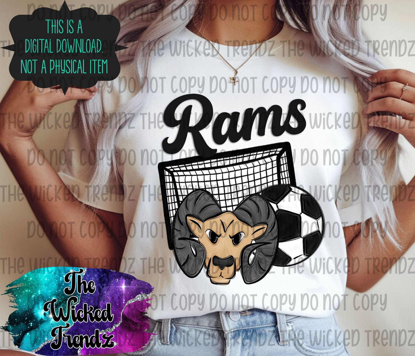 Rams Soccer Team Mascot Digital Design