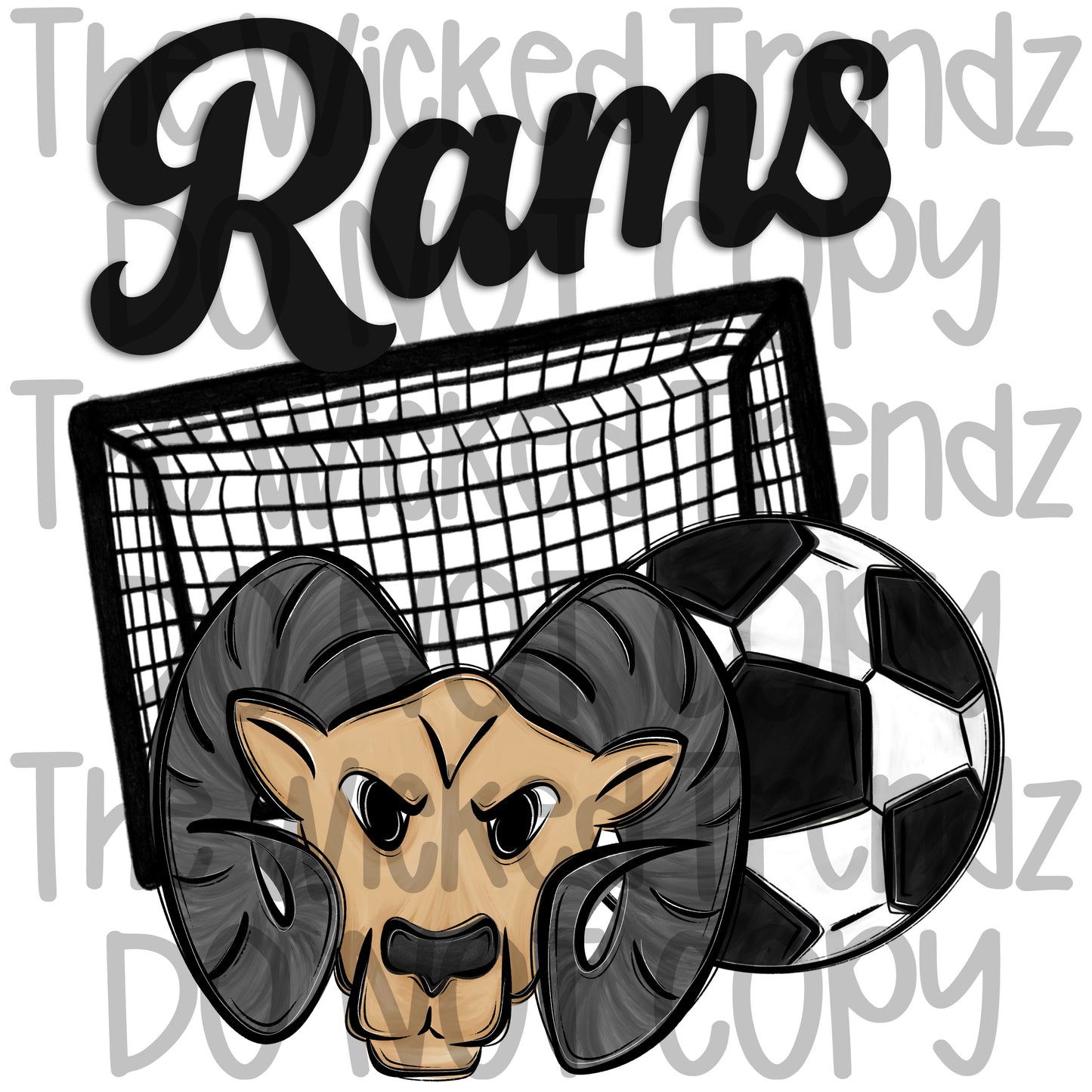 Rams Soccer Team Mascot Digital Design