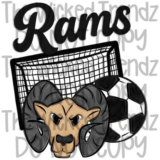 Rams Soccer Team Mascot Digital Design