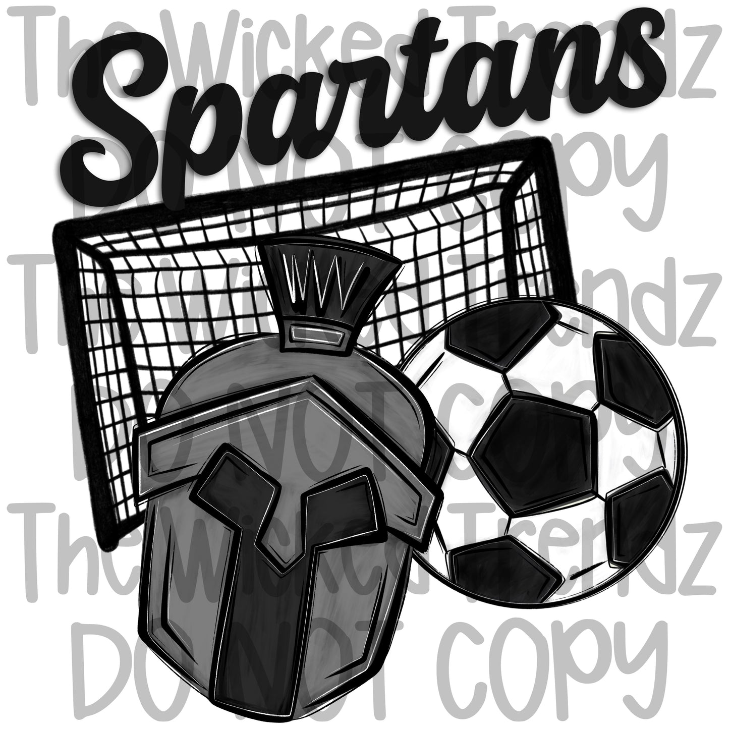 Spartans Soccer Team Mascot Digital Design