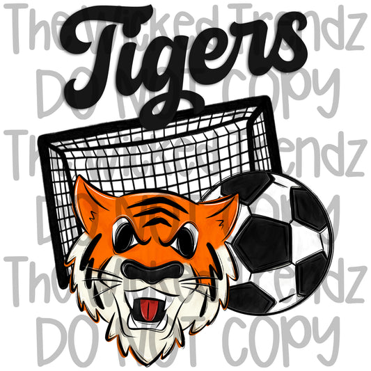 Tigers Soccer Team Mascot Digital Design