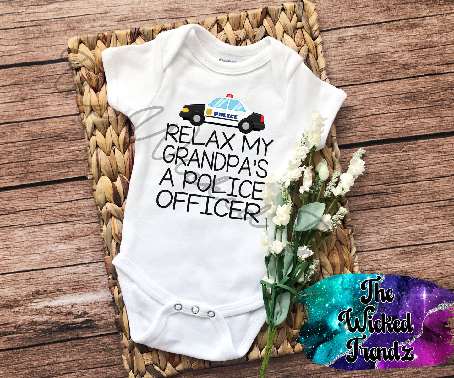 Baby Onesie© Relax My Grandpa's A Police Officer State Trooper K-9