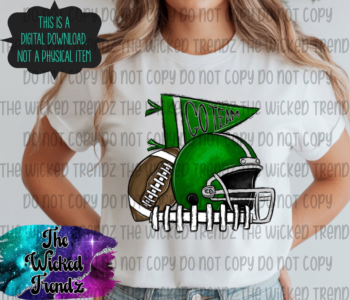 Hunter Green Football Cheer Team Digital Design